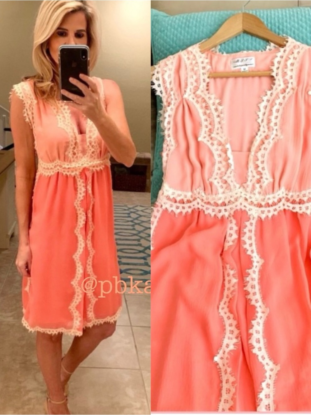 Max Studio Peach Lace Summer Spring Dress